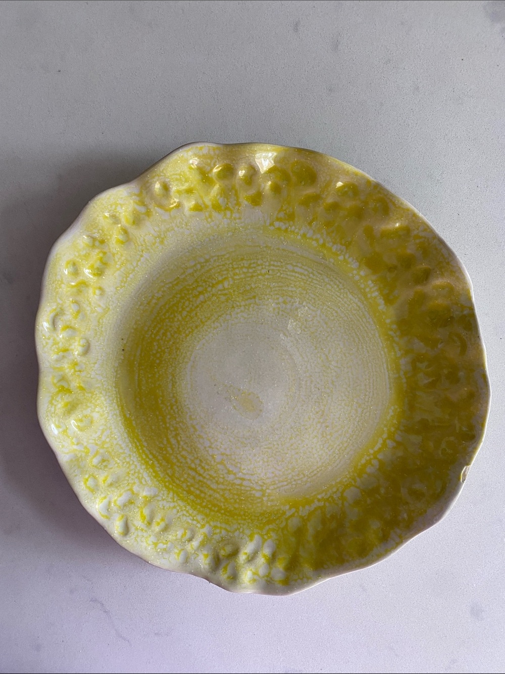 Anthropologie Yellow Glazed Textured Ceramic Dinner Plate